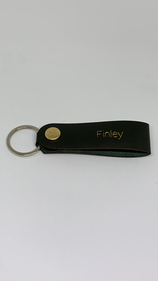 Leather Keyring with Chrome Steel Split Ring