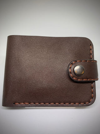Bi-Fold Leather Wallet with fold over clasp - Hand Stitched